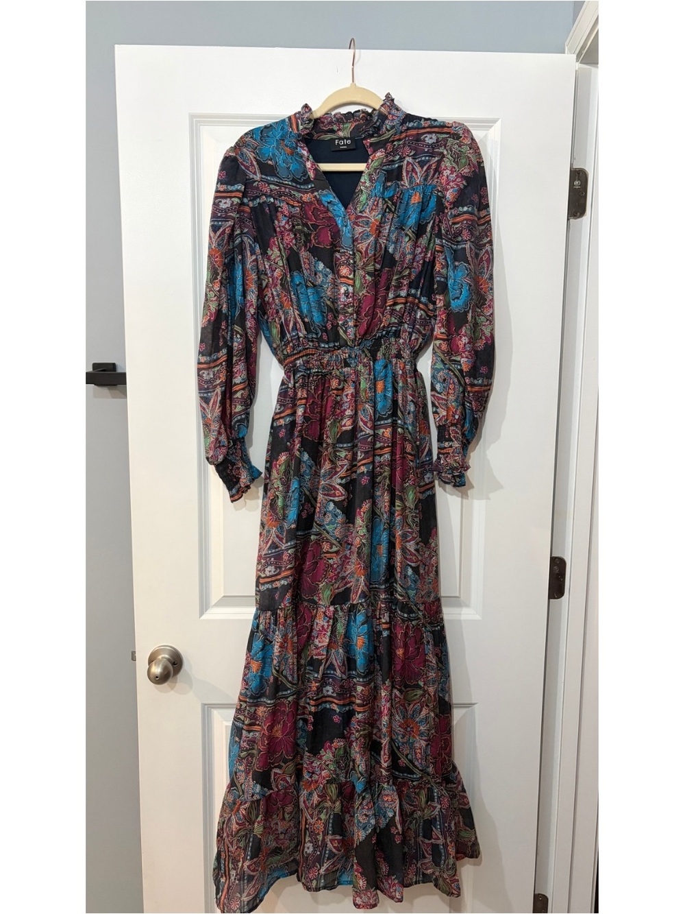 Multi-Color Paisley Tiered Maxi Dress
